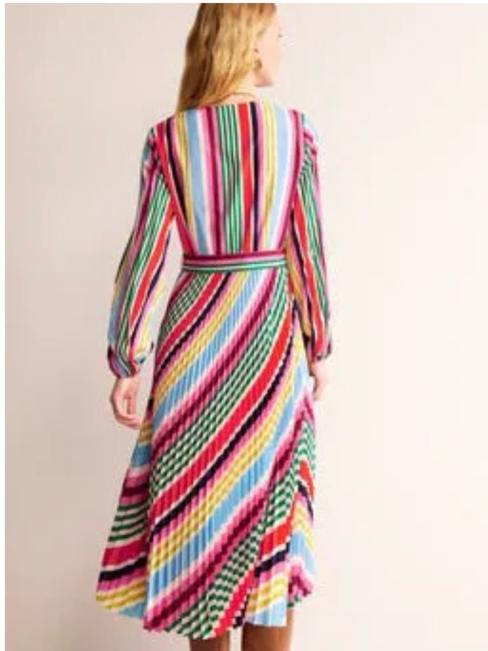 Boden Multicolor Striped Midi Dress - Pink, Green, Blue, Yellow, Red - Picture 2 of 7